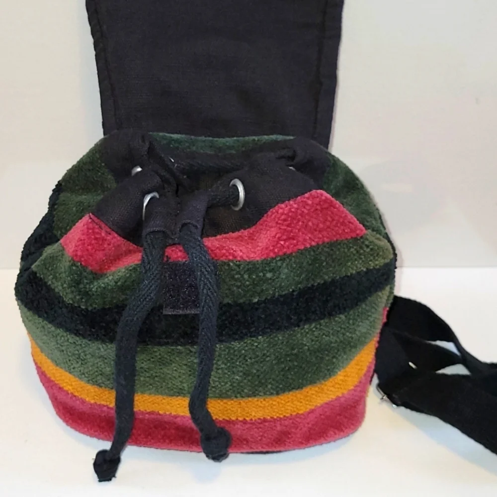 Multicolored Striped Backpack mini bag 100% Cotton New